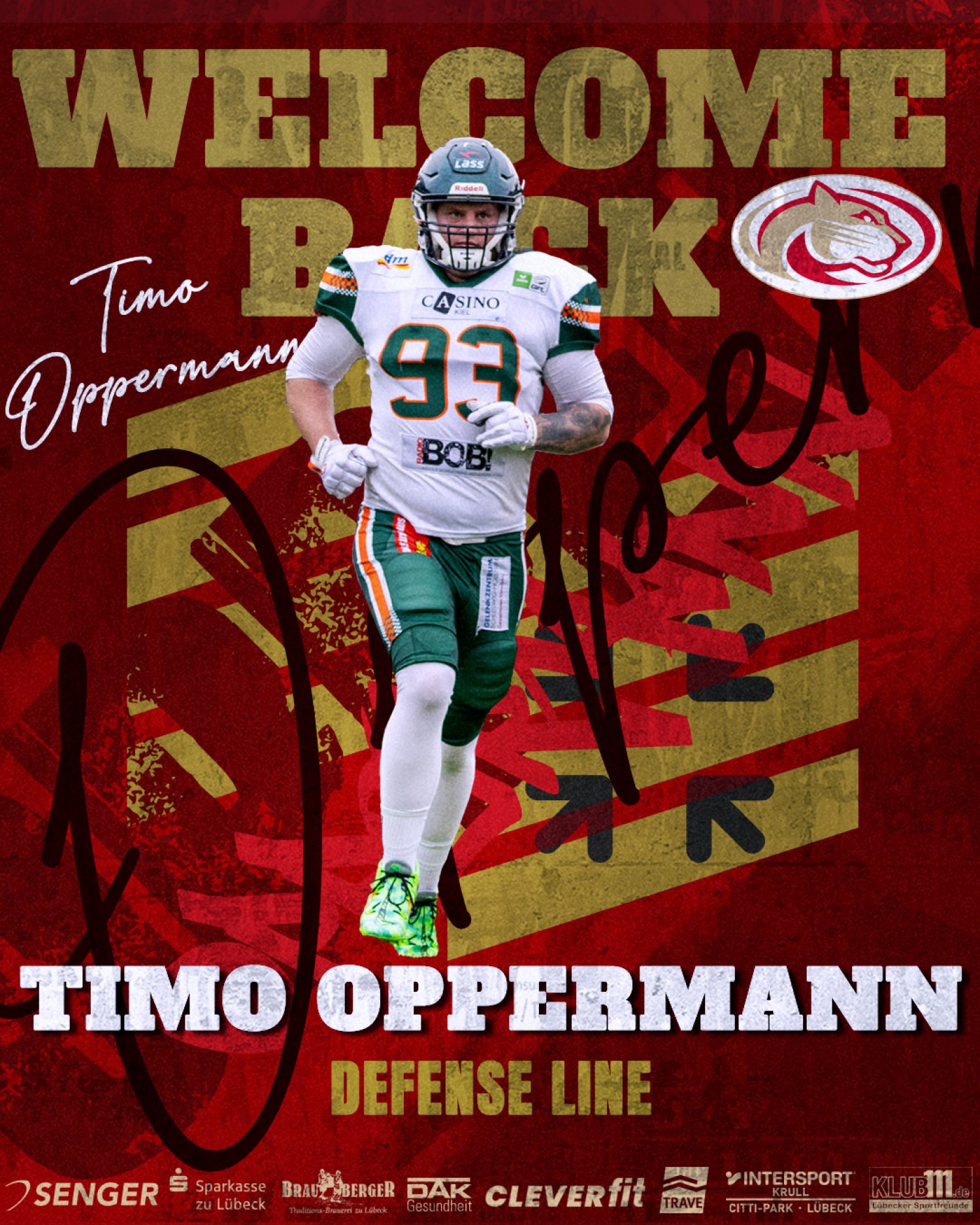 Timo Oppermann verstärkt wieder die Cougars-Defense